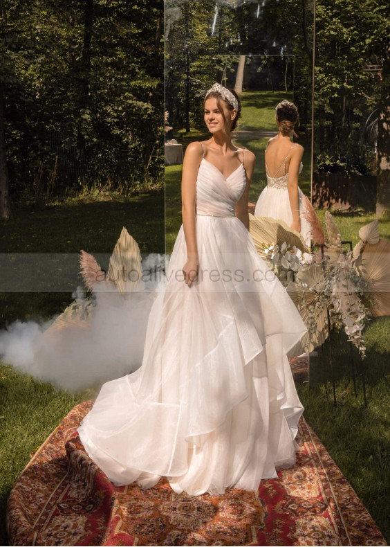 Beaded Light Pink Pleated Organza Awesome Wedding Dress Beaded Light Pink Pleated Organza Awesome Wedding Dress